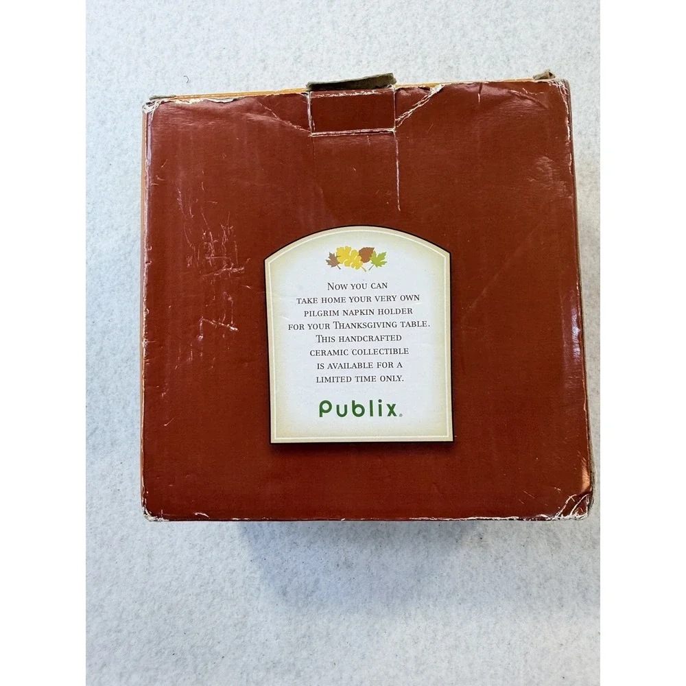 2018 Publix Pilgrim Pair Ceramic Napkin Holder w box Limited Edition